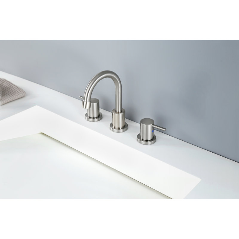 Widespread 2-Handle Bathroom Faucet, Brushed Nickel Metal Sink Faucet With Swivel Spout, Pop-Up Drain & Supply Lines Included