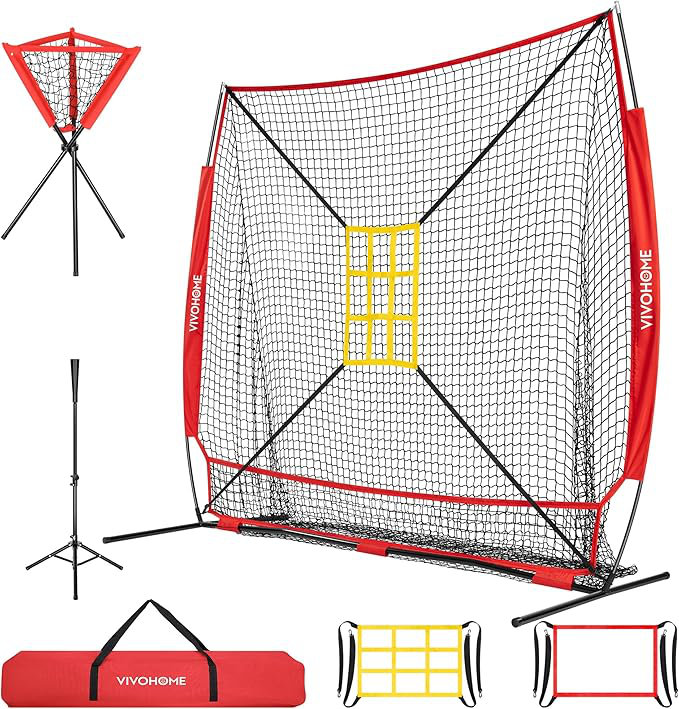Filet de baseball 7 x 7 pi, Rouge