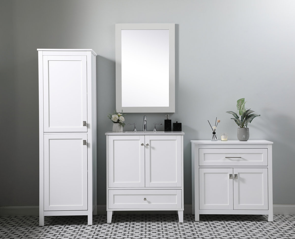 Destinymarie Linen Cabinet, White/Brushed Nickel, 65"H x 20"W x 22"D