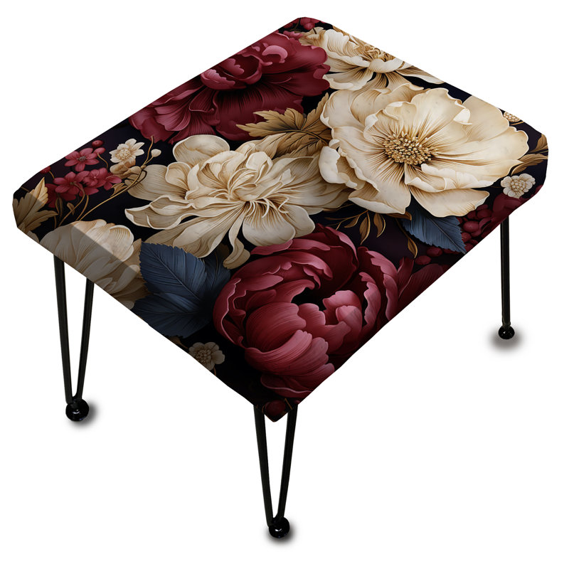 Motif botanique de style Renaissance pivoines rouges - Repose-pieds rectangulaire floral