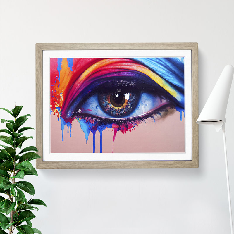Eye Of A Woman Vol.5 Abstract - Single Picture Frame Painting, 34cm H x 46cm W x 2cm D, Oak