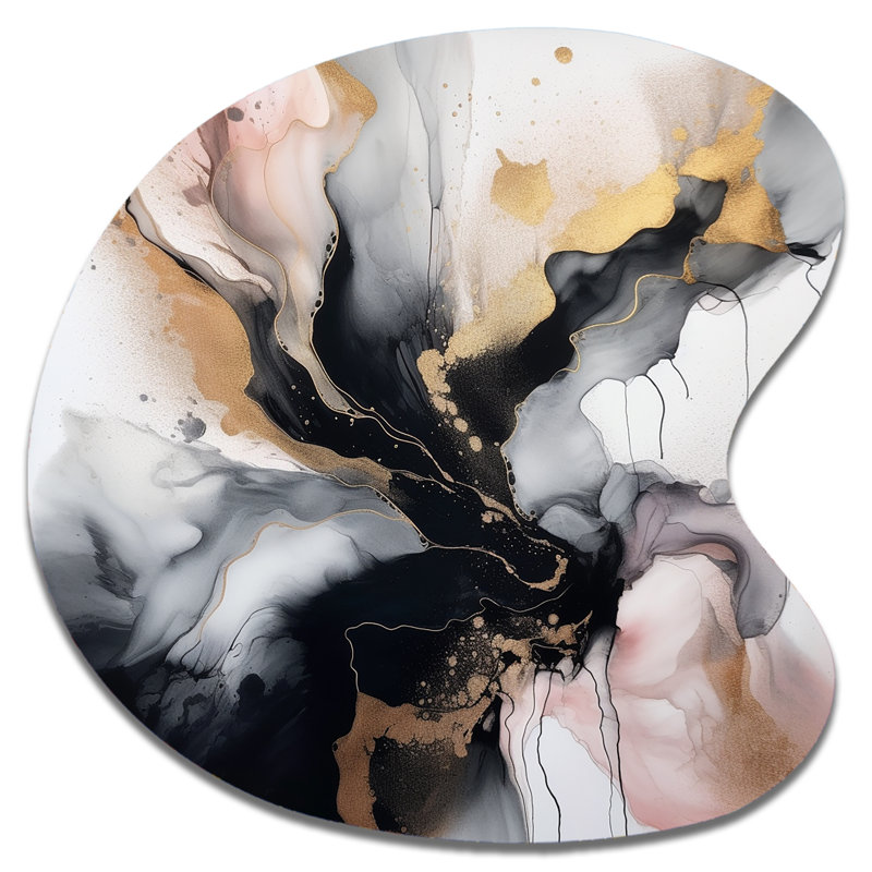 Holladay - marbre, art mural asymétrique en métal, reproduction d'art en forme unique rose, H 27 po x l 27 po