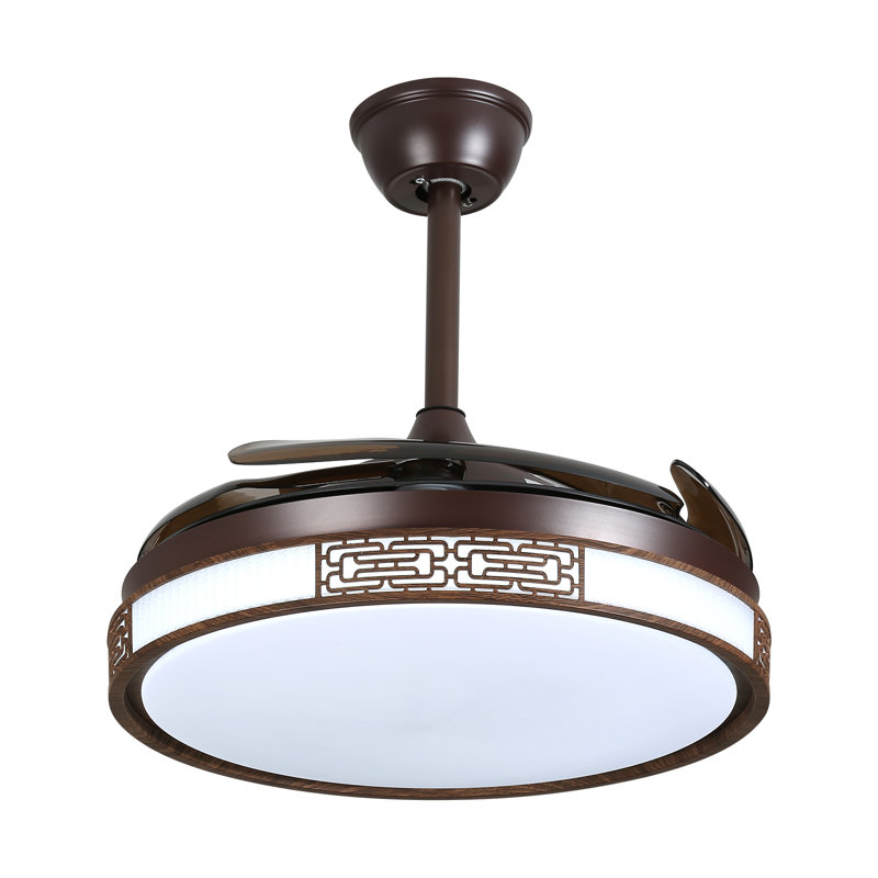 42 Inch Retractable Ceiling Fan with Light, Remote Control, 6 Speed Quiet Reversible Motor, Bronze