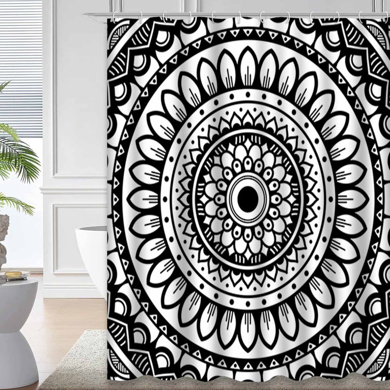 Rideau de douche noir imperméable, rideaux de douche pour la salle de bain avec 12 crochets, 72" L x 78" W
