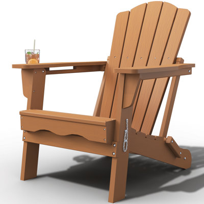 Chaise Adirondack pliante en PEHD toutes saisons Dareona Pakkdiarie avec porte-gobelet pour patio et jardin