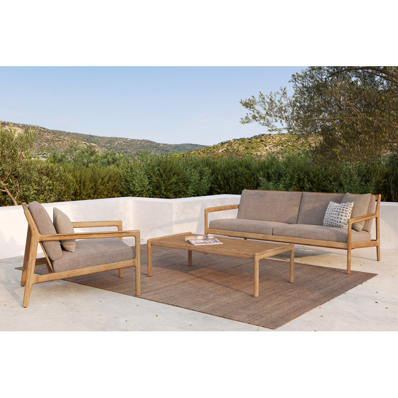 Jack Outdoor Teak Coffee Table, 25.6" x 47.2" x 13.8"