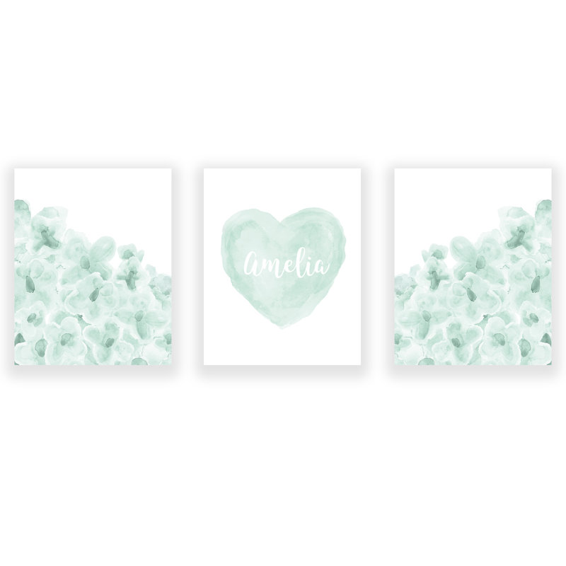 Fleurs de marguerite et nom - impressions sur papier sans cadre, H 10 po x l 8 po x P 0,06 po, Oui, Menthe