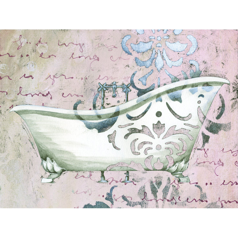 Damask Tub Dots - Painting on Canvas, Black Floater Framed, 61 cm H x 91 cm W