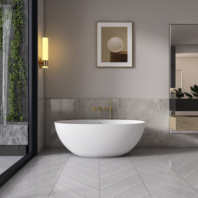 Zoe 61'' X 29.9'' Soaking Freestanding Solid Surface Bathtub