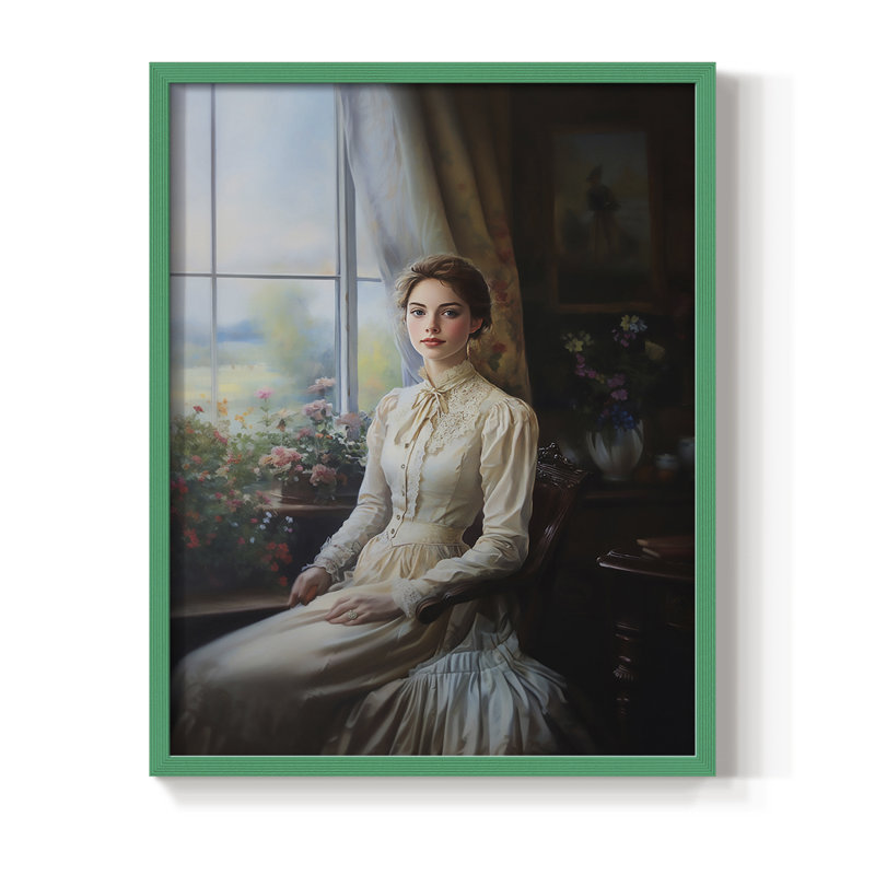 Reproduction encadrée WOMEN Series CCXLV - bois massif, H 15 po x l 12 po, Vert