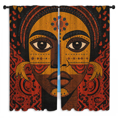 Rideaux de fenêtre en mosaïque à motif de mosaïque assombrissant - 2 panneaux