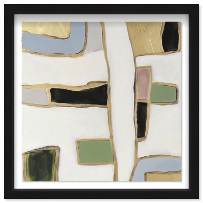 A Night With Klimt II Shadowbox Abstract Print by Oliver Gal, Black Frame, 12 x 12