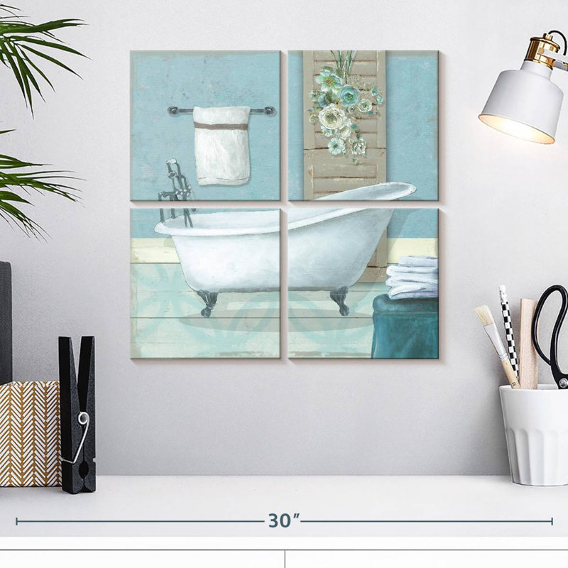 Kerrick Teal Bath I, 18" H x 18" W