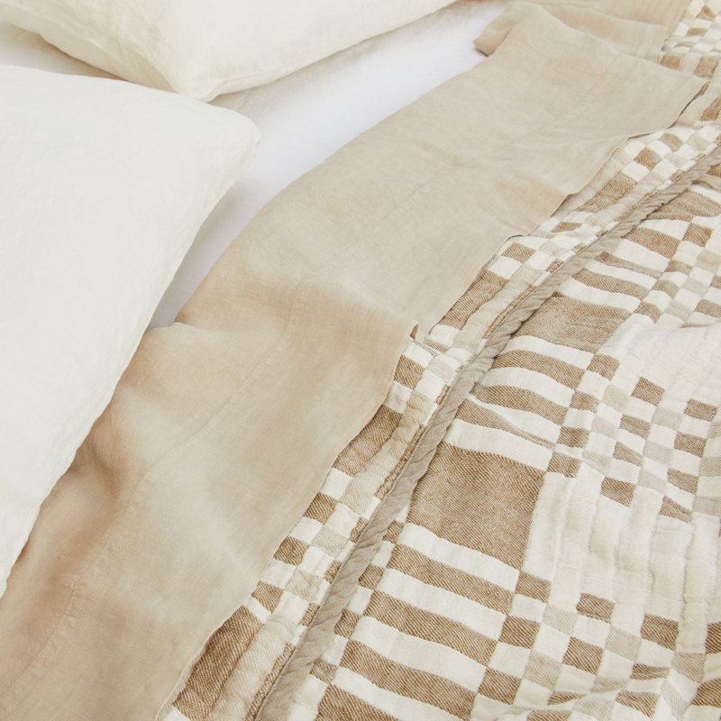 Simple Plaid Blanket, Ivory/Flax, King