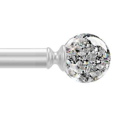 Silver Decorative Crystal Curtain Rods: 36-88 Inch Heavy Duty Adjustable, with Sheer Bling Foil Finials, Suitable for Indoor and Outdoor
