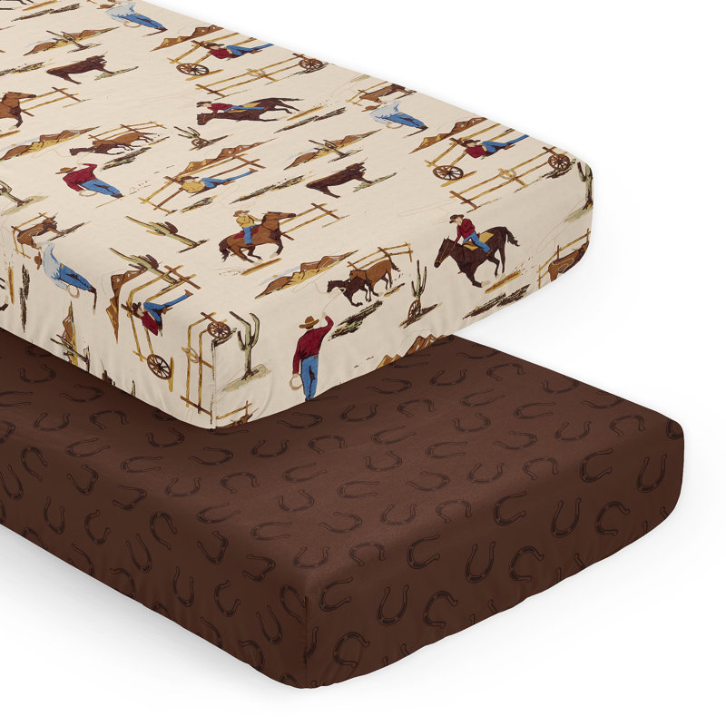 Ensemble de draps-housse pour lit de bébé 2 pièces Wild West Cowboy 