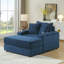 Canapé d'angle en velours côtelé bleu avec 2 coussins décoratifs, assise profonde pour un confort optimal dans votre salon, tissu doux et luxueux, ressorts fermes et stables, design ergonomique soigné, montage facile
