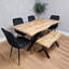 Wooden Brown Dining Table with Bench and 4 Velvet Chairs  Dining Room Furniture-185369971