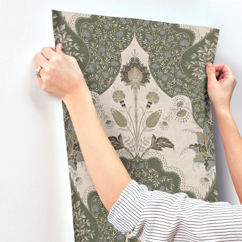 Auden Green Floral Grandeur Wallpaper, Green