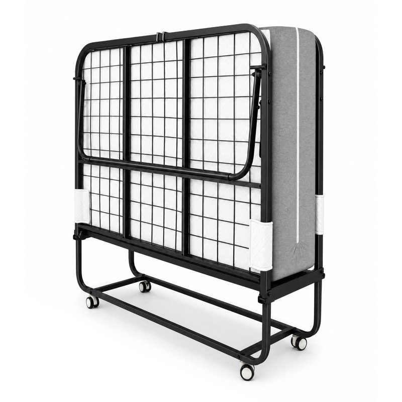 Lit pliant avec matelas en mousse viscoélastique à circulation d'air de 5 po et roues verrouillables, Simple extra long