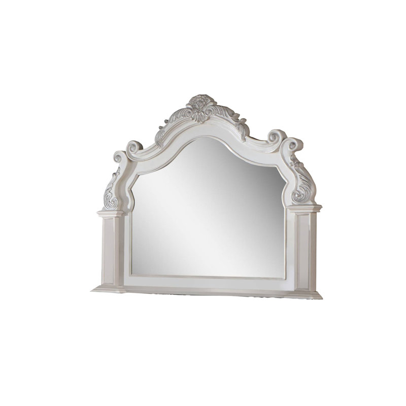 Miroir traditionnel l 47,9 po, blanc perle, White