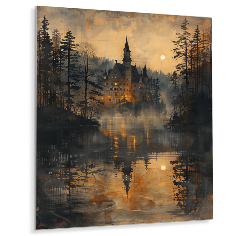 Lustre jaune et noir au clair de lune, Métal métal, 32" H x 16" W