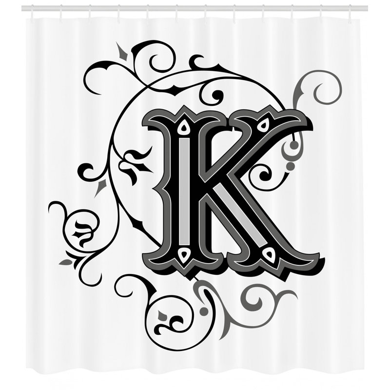 Ensemble de rideau de douche avec crochets lettre k, H 69 po x l 105 po