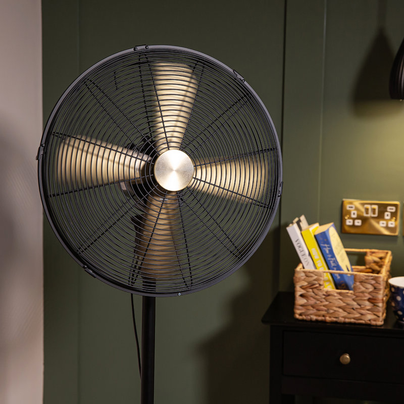 Russell Hobbs 16” Scandi Pedestal Fan, Matte Black/Brushed Gold