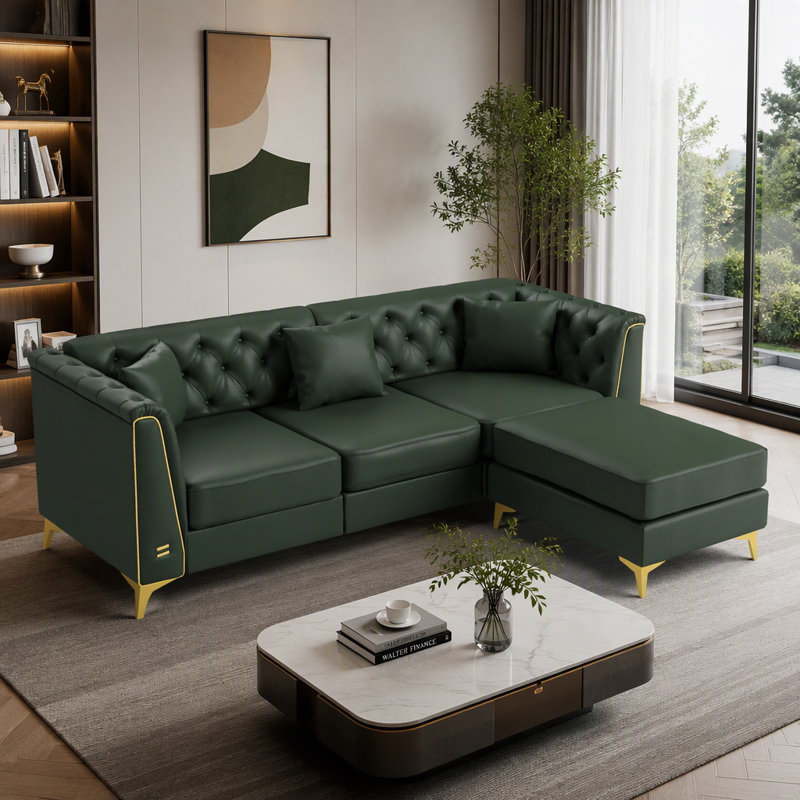 Canapé modulaire Chesterfield avec 3 coussins