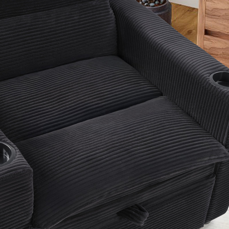 Canapé-lit convertible de 36,14 po de largeur avec porte-téléphone et porte-gobelets, Noir