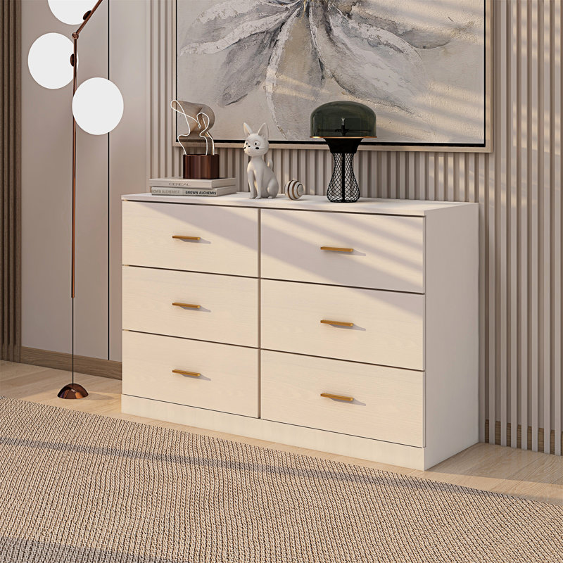 Commode 6 tiroirs Nergizli, Blanc antique