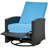 Outdoor Wicker Swivel Recliner Chair, Reclining Backrest, Lifting Footrest, 360° Rotating Basic, Water Resistant Cushions For Patio, Chair-356552153-356552150