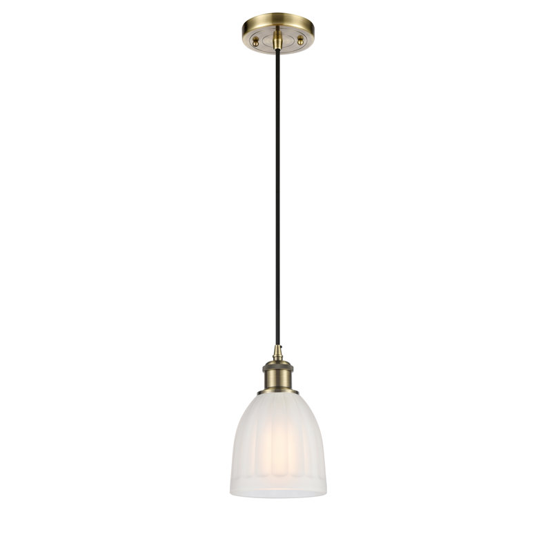 Whitten 1 - Light Single Pendant, White, 6 Watt Vinage LED Bulb, Polished Nickel