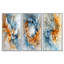 Abstrait botanique orange et bleu feuilles vortex - abstrait spirales sur toile, ensemble de 3-129012106-129012108