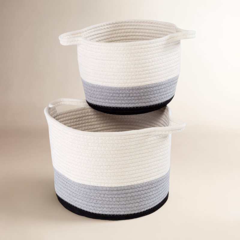 Ensemble de 2 paniers en tissu, Gris