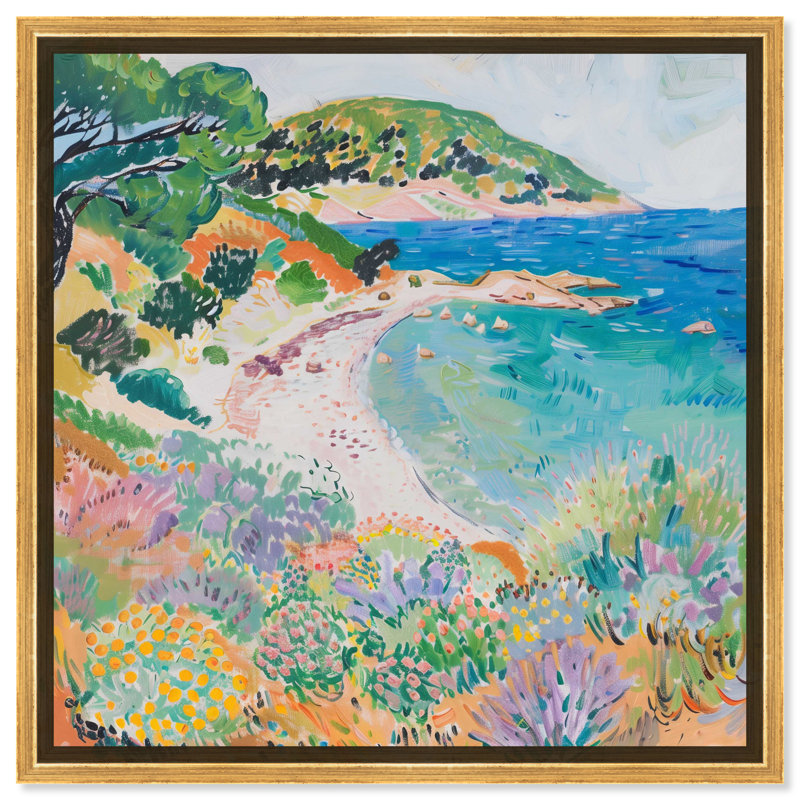 «Vibrant Beach Colorful Coastal Wall Art» par Art Remedy, Encadrement doré, H 41 po x l 41 po