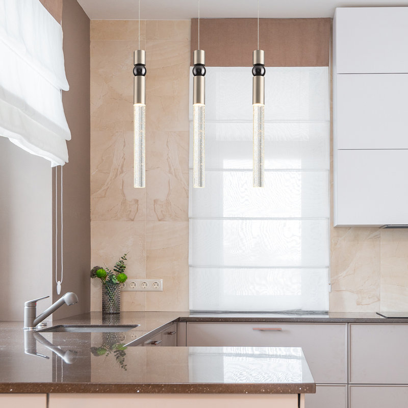 Mini-luminaire suspendu en cristal 1 lumière Lykan, Brushed Nickel