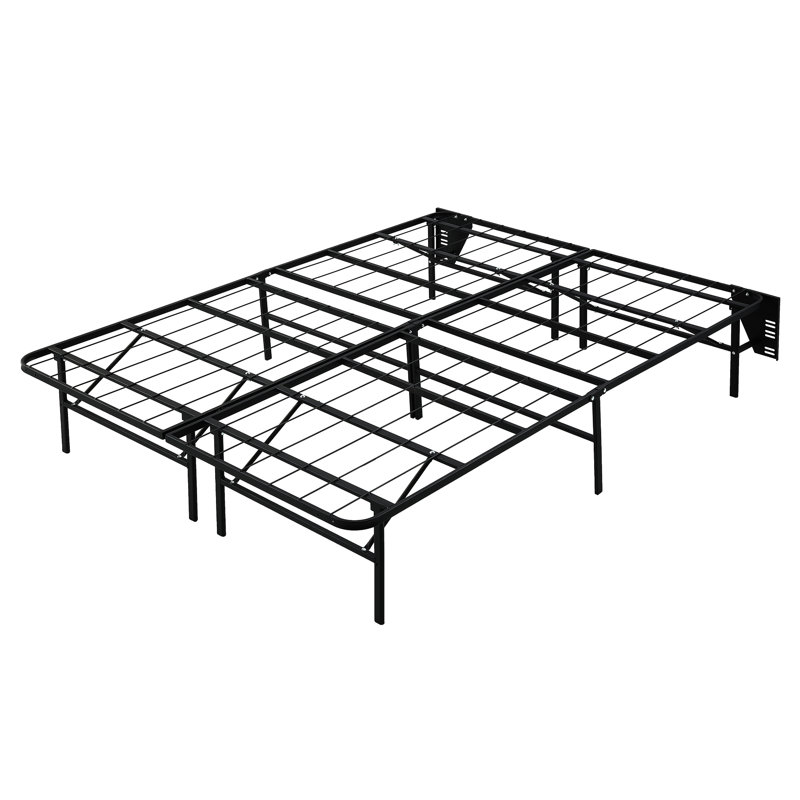 Structure de lit grand format pliable en métal avec structure et profil haut de 14 pouces pour une chambre noire