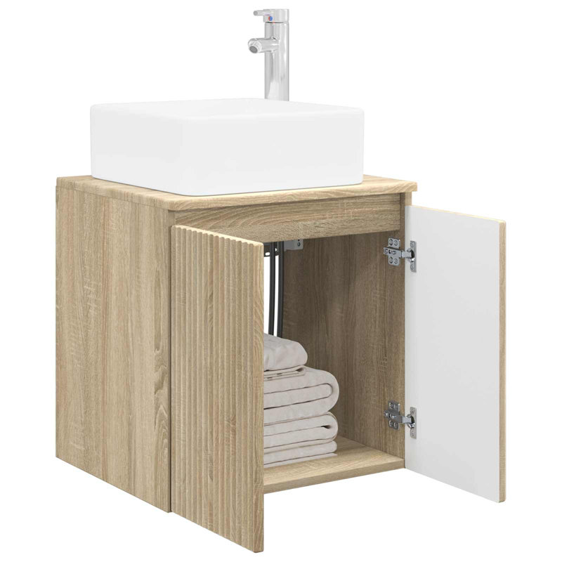 Single Bathroom Vanity with Ceramic Basin, Sonoma Oak