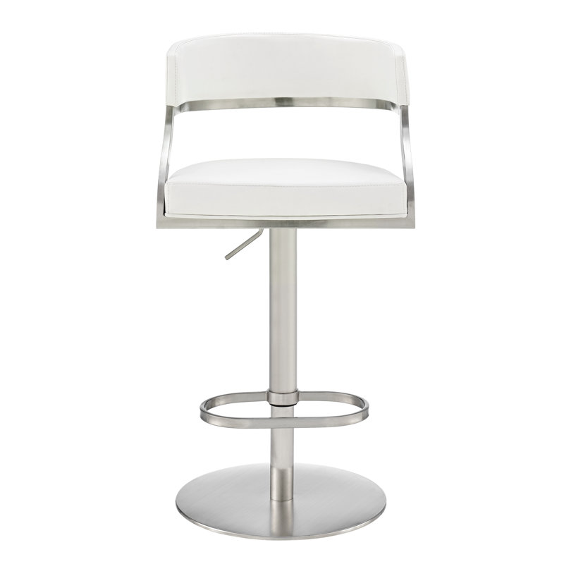Tabouret de bar Callie, Acier inoxydable brossé, Blanc