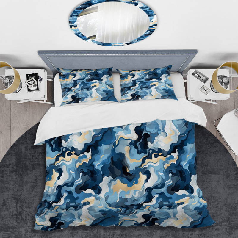 Celestial Harmony Cosmic Flow Abstract Duvet Cover, King Duvet Cover + 2 King Shams