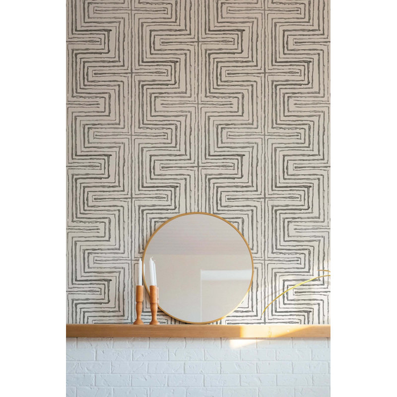 Cornered - Wallpaper, White Stone, Faux Grasscloth, Non-Pasted