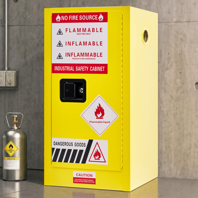 Armoire de sécurité 30 gallons 35 x 18 x 18 po avec tablettes réglables, acier jaune