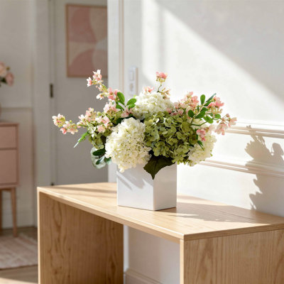 Assorted Hydrangeas and Stephanotis in Square Pot
