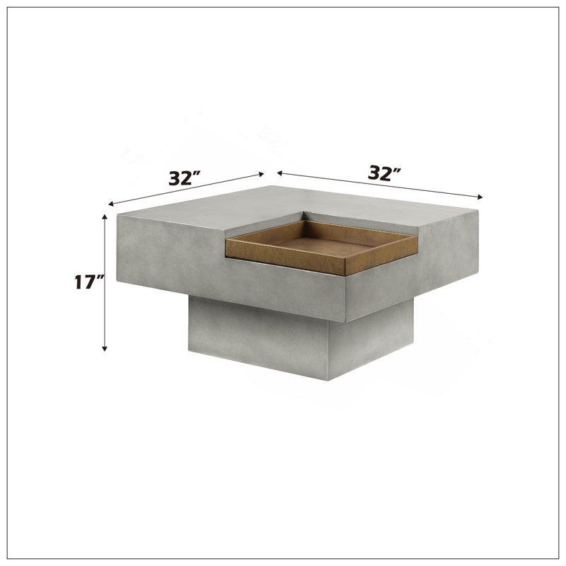 Table basse Kailano, finition gris patiné