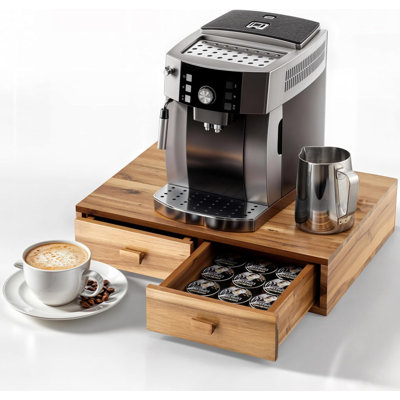 Acacia Wood Coffee Pod Storage Box, Coffee Pods And Tea Organizer Holder, K Pod Drawer Coffee Maker Machine Stand, Coffee Drawer Organizer Under Brewer