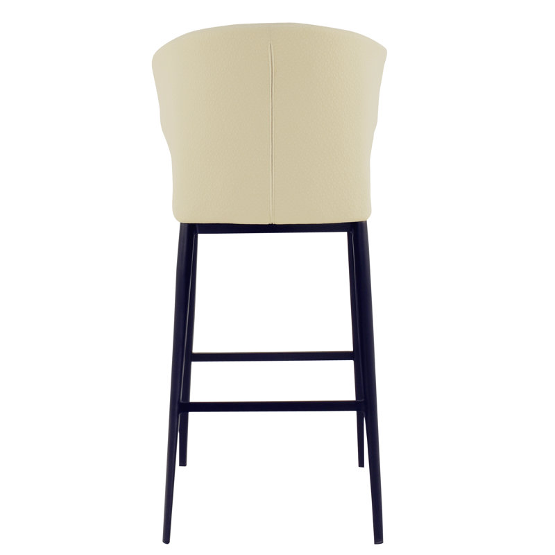 Delaney Upholstered Stool with Metal Frame, Beige Faux Leather, Counter Stool (26" Seat Height)