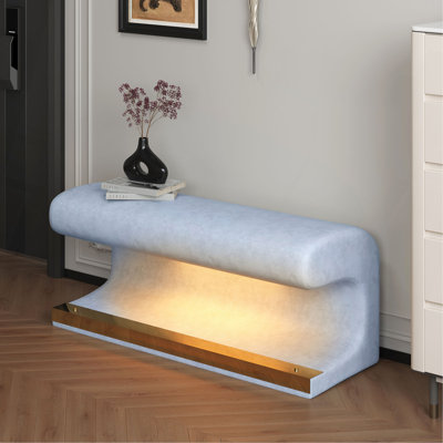 Banc d'entrée avec repose-pieds en cuir avec lumière DEL pour salon, chambre à coucher et bout de lit (SEULEMENT OTTOMAN)