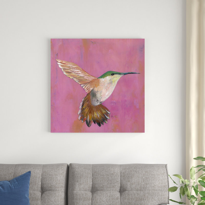 «Sweet Hummingbird I», peinture sur toile, H 30 po x l 30 po, Toile tendue