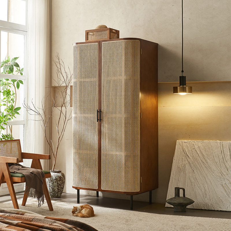 Armoire simple en bois massif à double porte, Noyer